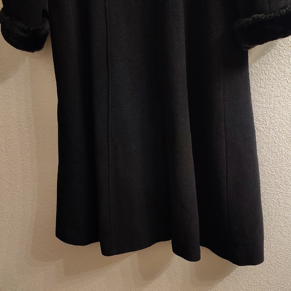 Donny Brook Elegant Black Overcoat Duster Maxi Hoodie Plus Size 16 Coat HMBC - Picture 4 of 16